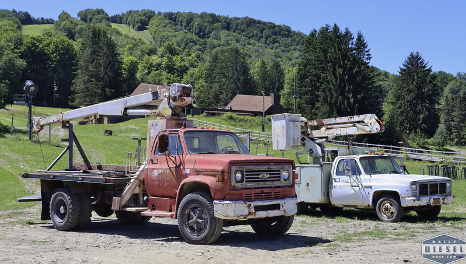Large boom truck ready for scrap removal